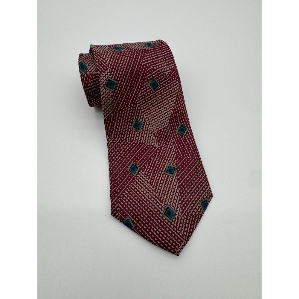 Regatta 80 Men's Neck Tie Red Geometric Diamond Pattern Classic Business Tie